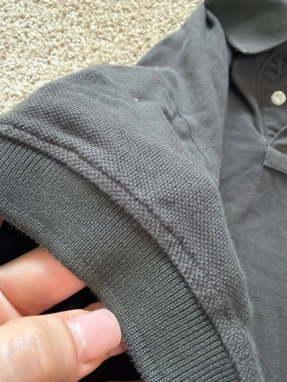 Vintage Ralph Lauren Men's Dark Gray Polo with Embroidered Pony
